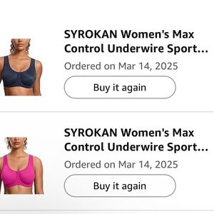 2 SYROKAN Women's Max Control Underwire Sports Bras - Blue and Pink Size 42DD